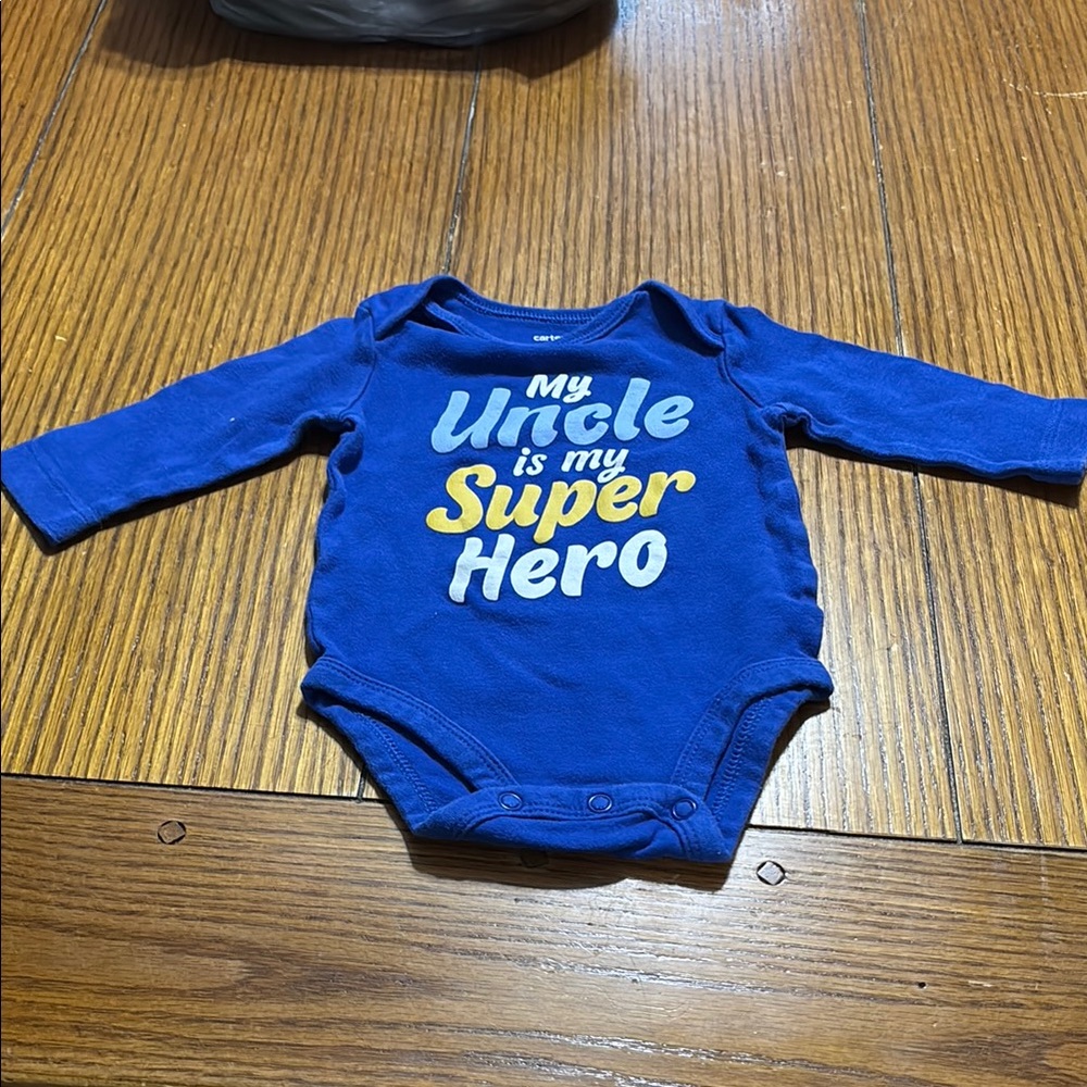Blue Baby One Piece - "My Uncle is My Super Hero"